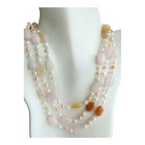 Rose Quartz Rhodochrosite Pearl Necklace